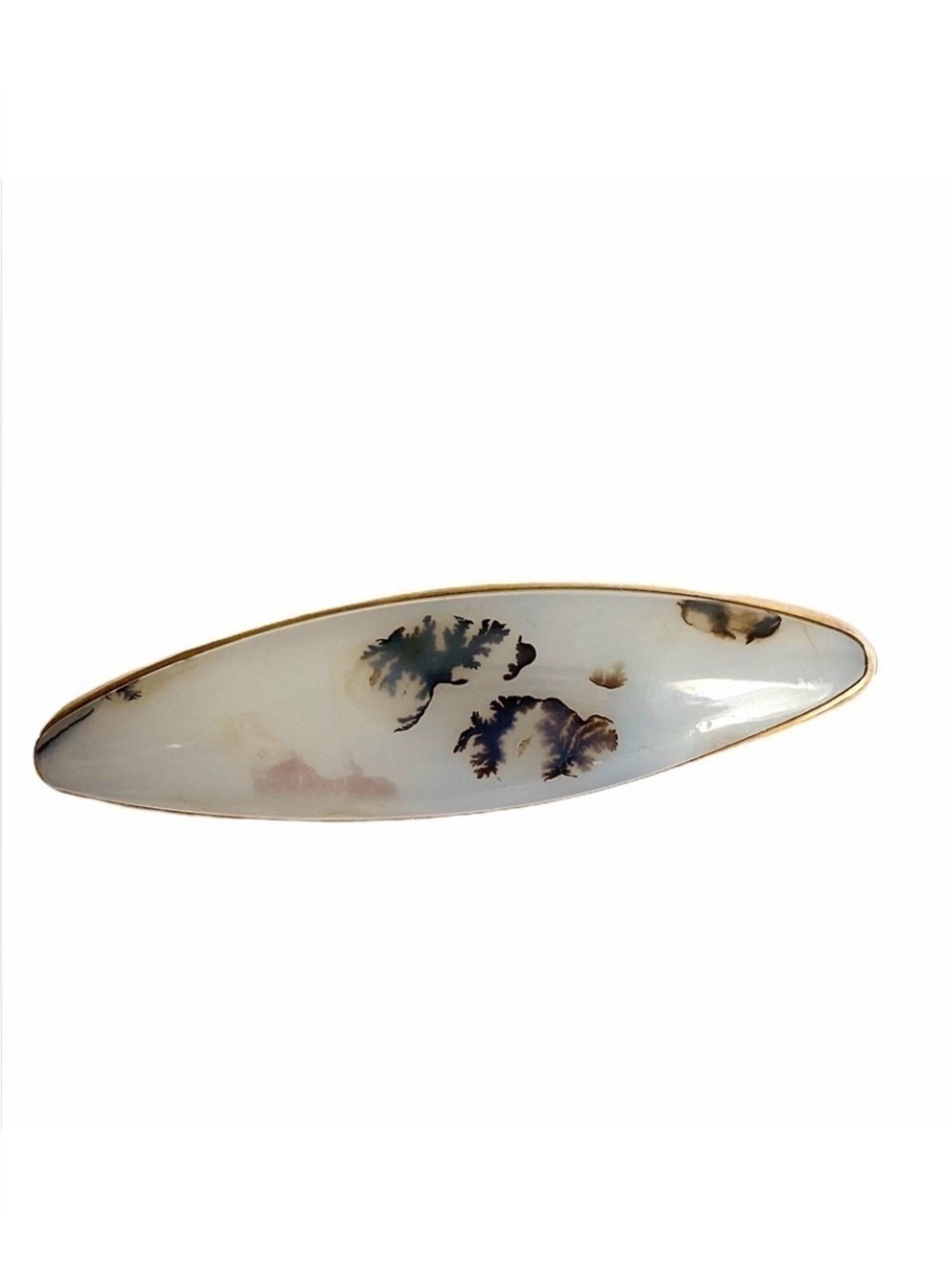 14K Gold Agate Brooch Montanaโ Moss Antique Vintage Art Deco 40s 50s Stone Pin
